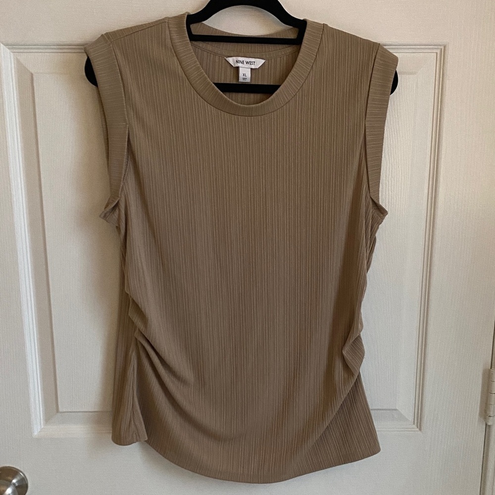 Nine West Tan Ribbed Sleeveless Tank XL
